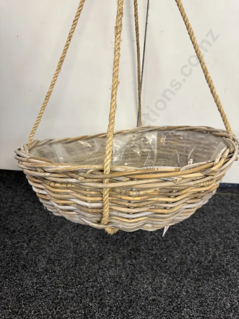 Hanging Rattan Basket  - Natural. 60cm Image 1++