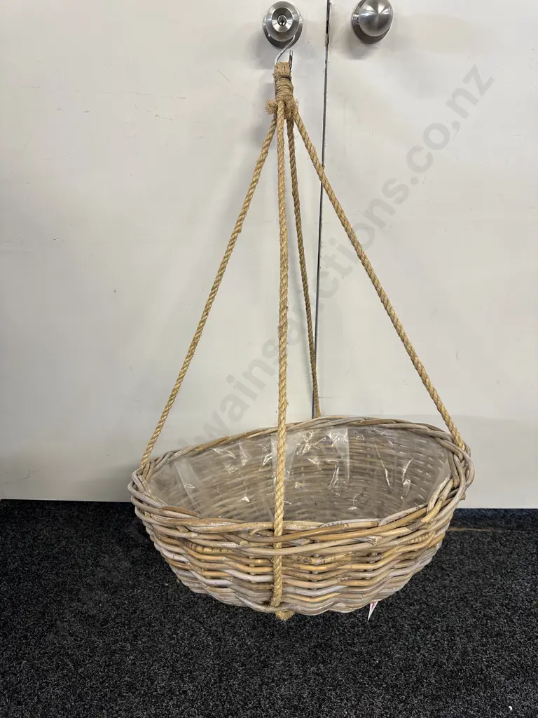 Hanging Rattan Basket  - Natural. 60cm Image 1++