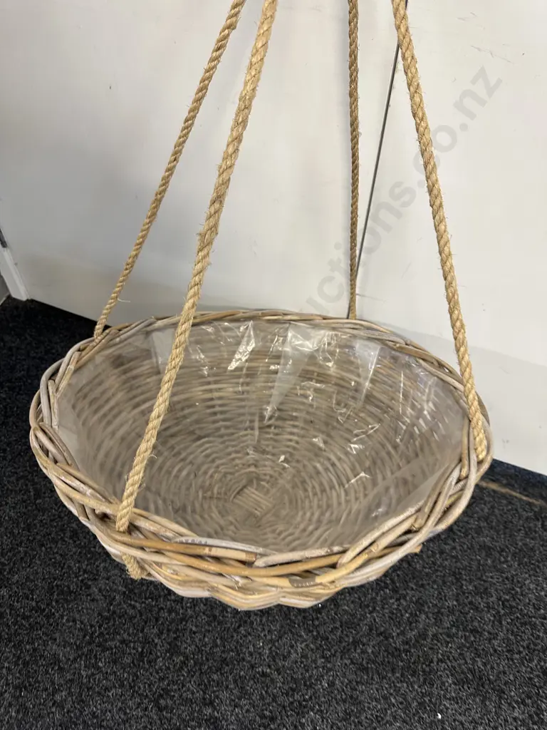 Hanging Rattan Basket  - Natural. 60cm Image 1++