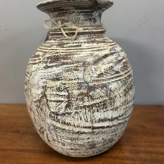 Wooden Pot - Whitewash. 30 x 25cm