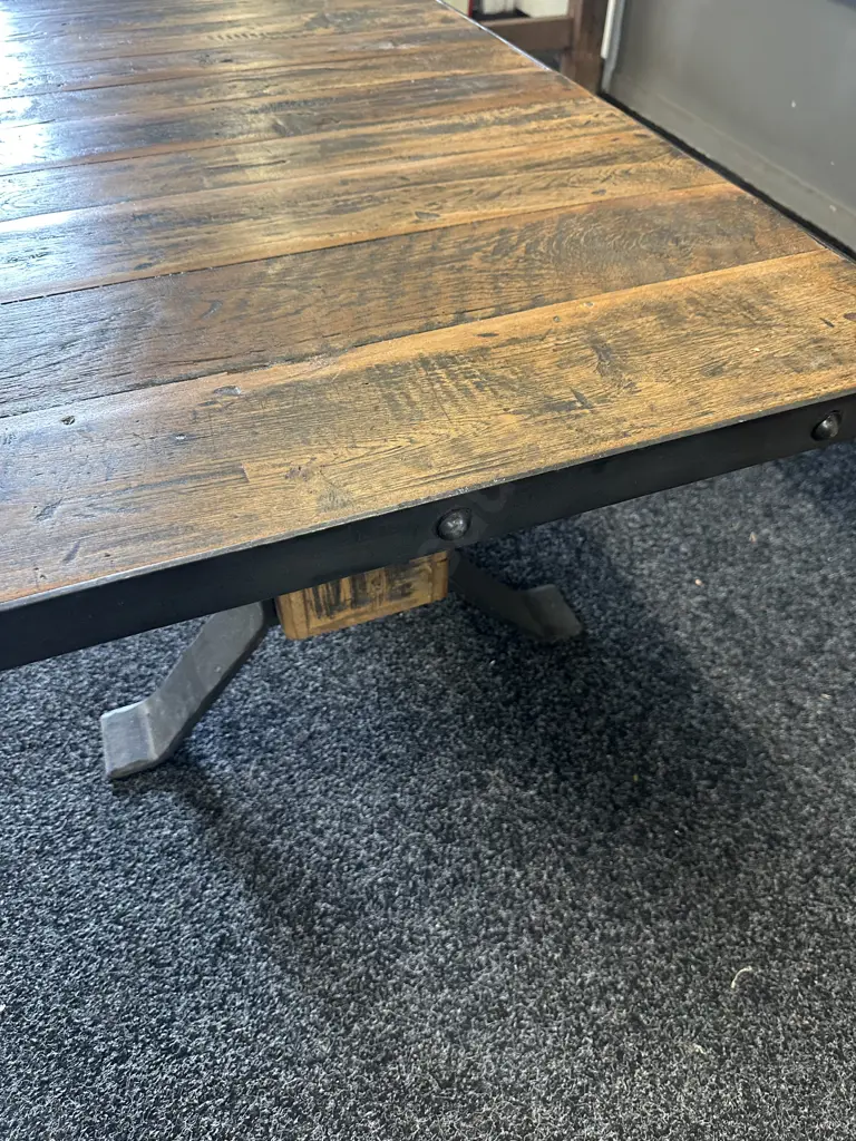 Heavy Wood & Steel X-Leg Coffee Table. H46 W132 D71cm Image 1++