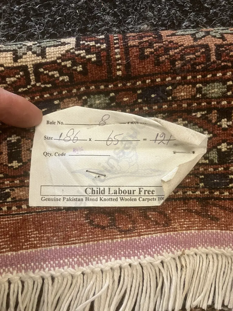 Pakistan Hand Knotted Woolen Carpet Runner - 186cm x 65cm Image 1++