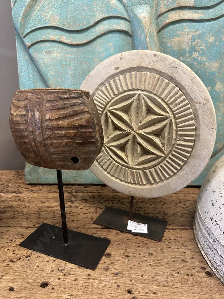 Handcrafted Chapati On a Stand & Wooden Basket On Stand Image 1++