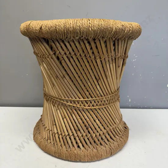 Vintage Hand Woven Bamboo Side Table H40cm.