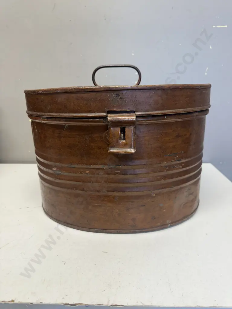 Victorian Metal Hat Tin Box H24cm. Image 1++