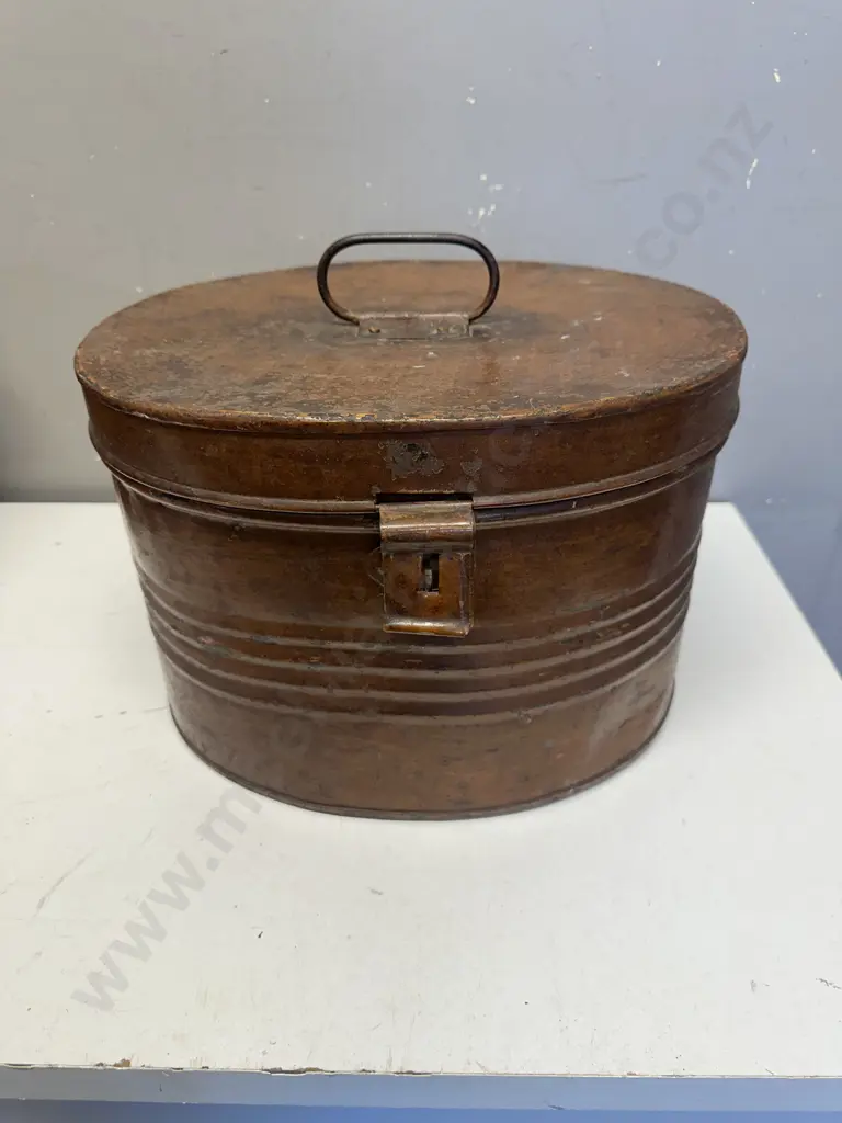 Victorian Metal Hat Tin Box H24cm. Image 1++