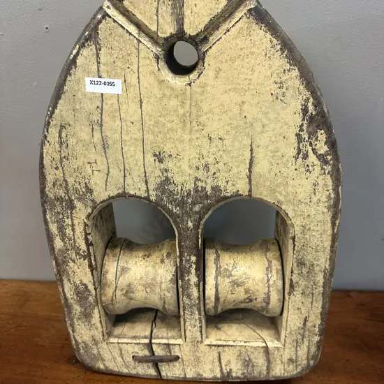 Vintage Wooden Ships Rigging Pulley. 47 x 30cm