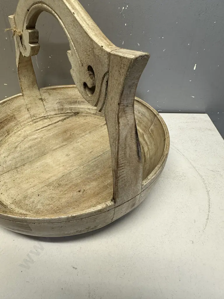 Wooden Bowl With Handle. 30 x 38cm Image 1++
