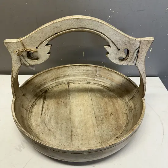Wooden Bowl With Handle. 30 x 38cm