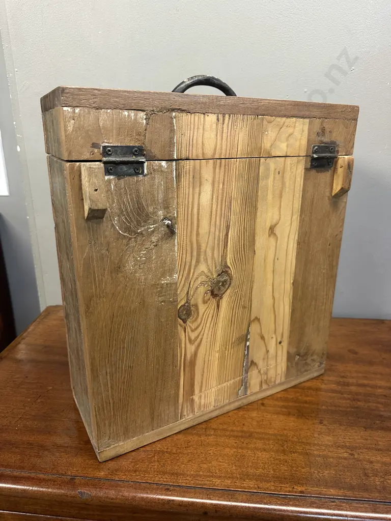 Vintage Recycled Wood 3 Bottle Wine Box. H44 W37 D13.5cm Image 1++