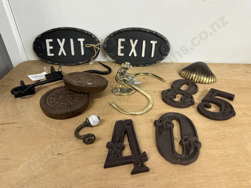 Selection Of Cast Iron Exit Signs, Numbers Etc Image 1++