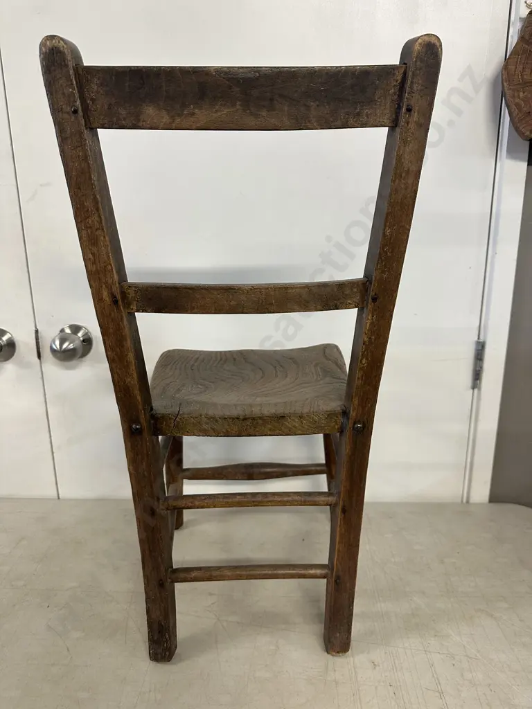 Edwardian Elm Childrens Chair. 70 x 29.5cm Image 1++