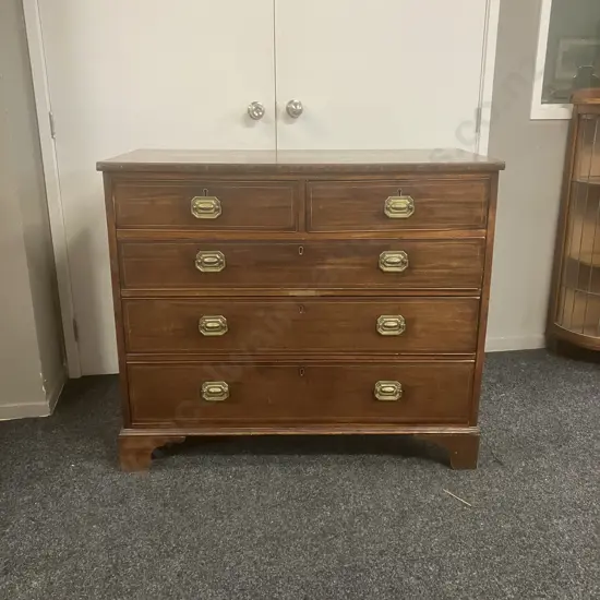 Antique Georgian Chest of Drawers, 2 Short Over 3 Graduating. H93 W109 D54cm
