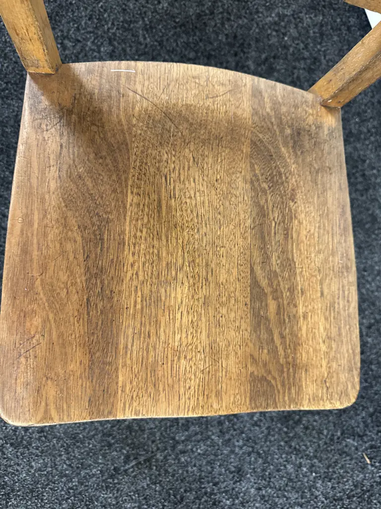 Antique Oak Childrens Chair With Sculptured Seat Image 1++