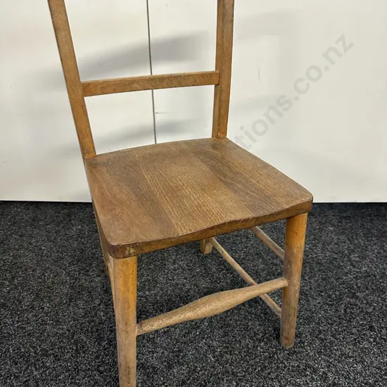 Antique Oak Childrens Chair With Sculptured Seat