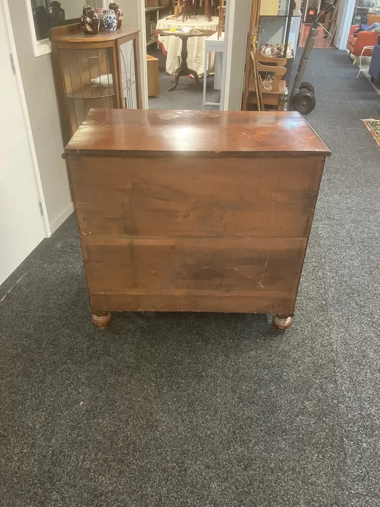 Antique Edwardian Mahogany Chest of 3 Drawers. H89 W94 D52cm Image 1++