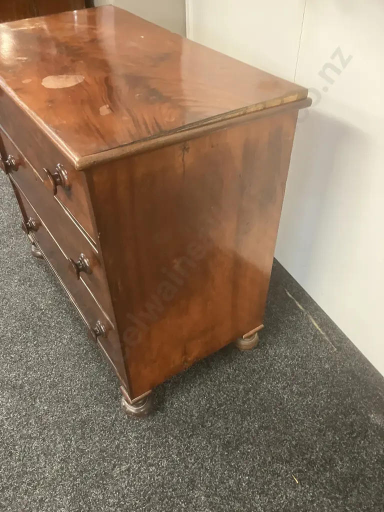Antique Edwardian Mahogany Chest of 3 Drawers. H89 W94 D52cm Image 1++