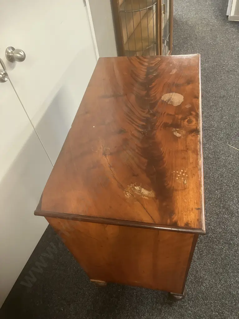 Antique Edwardian Mahogany Chest of 3 Drawers. H89 W94 D52cm Image 1++