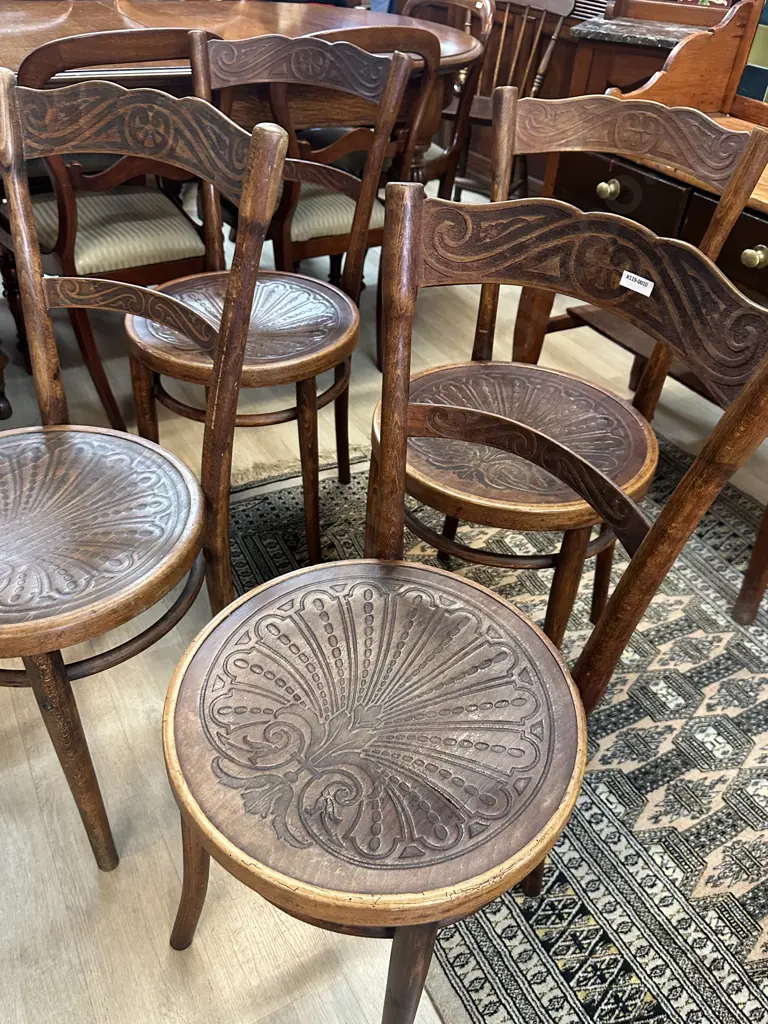 Set Of Four Art Nouveau Bistro Bentwood Chairs Image 1++