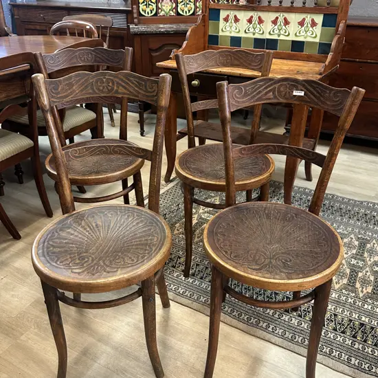 Set Of Four Art Nouveau Bistro Bentwood Chairs