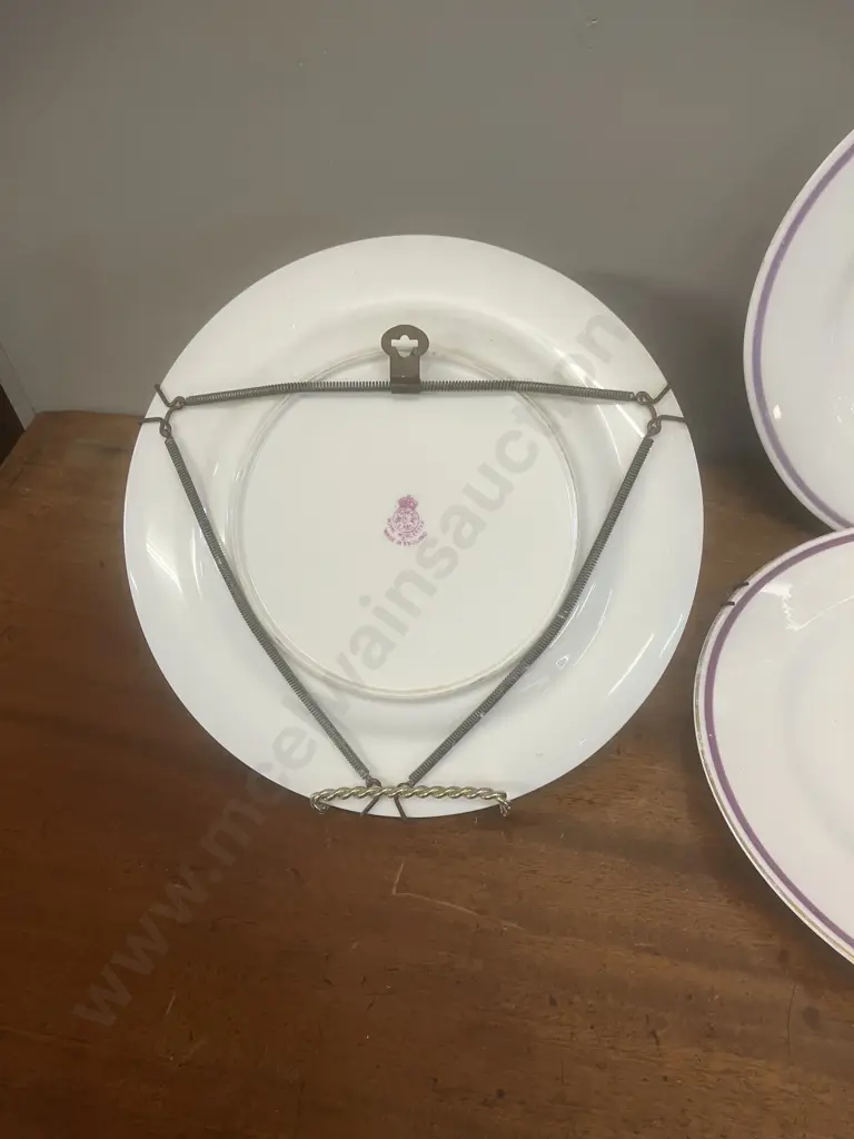 Lot of Three 1920s Royal Worcestor Plates - Suffolk Regiment With Castle and Motto Image 1++