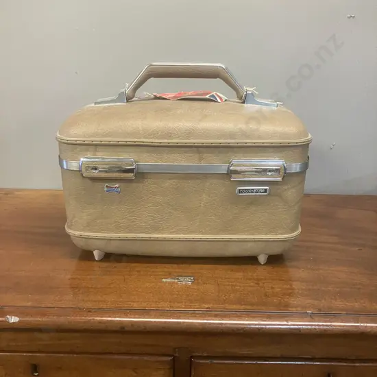 Vintage American Tourister Cosmetic Makeup Train Case With Key, Hard Shell