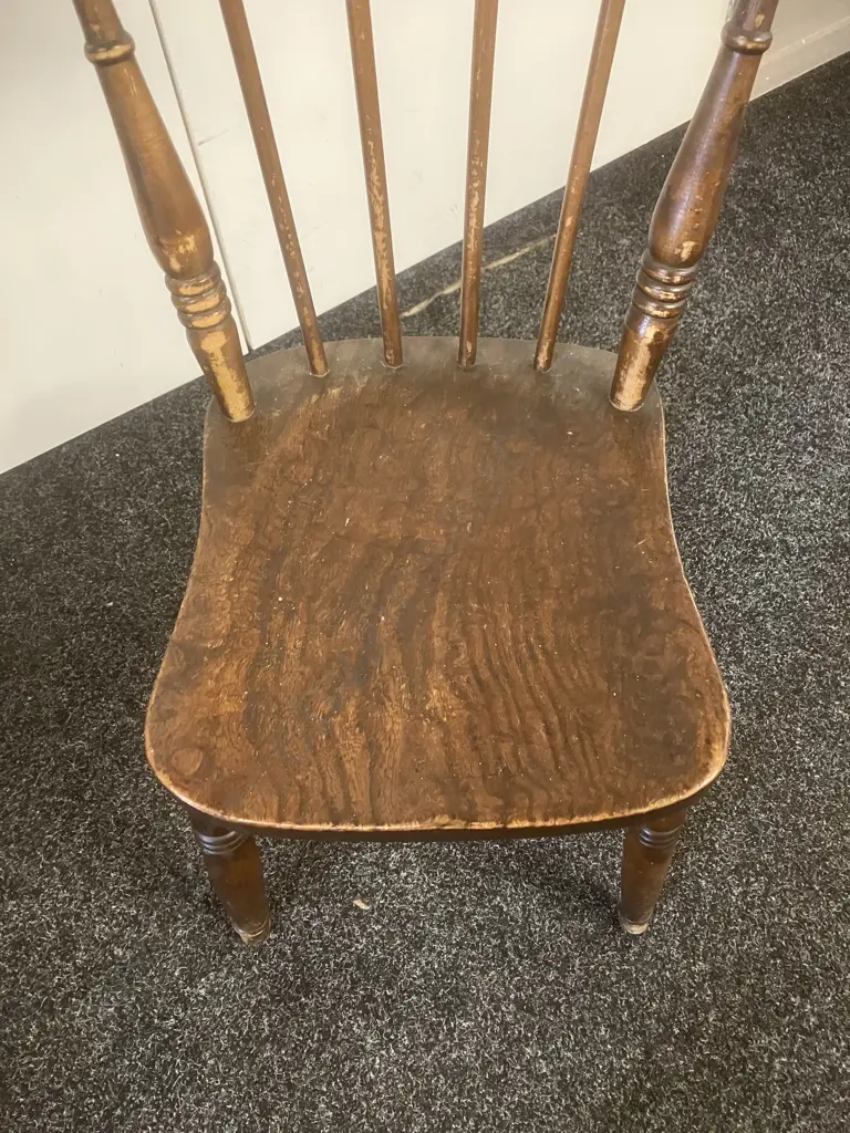 Victorian Beech & Elm Stick Back Kitchen Chair Image 1++