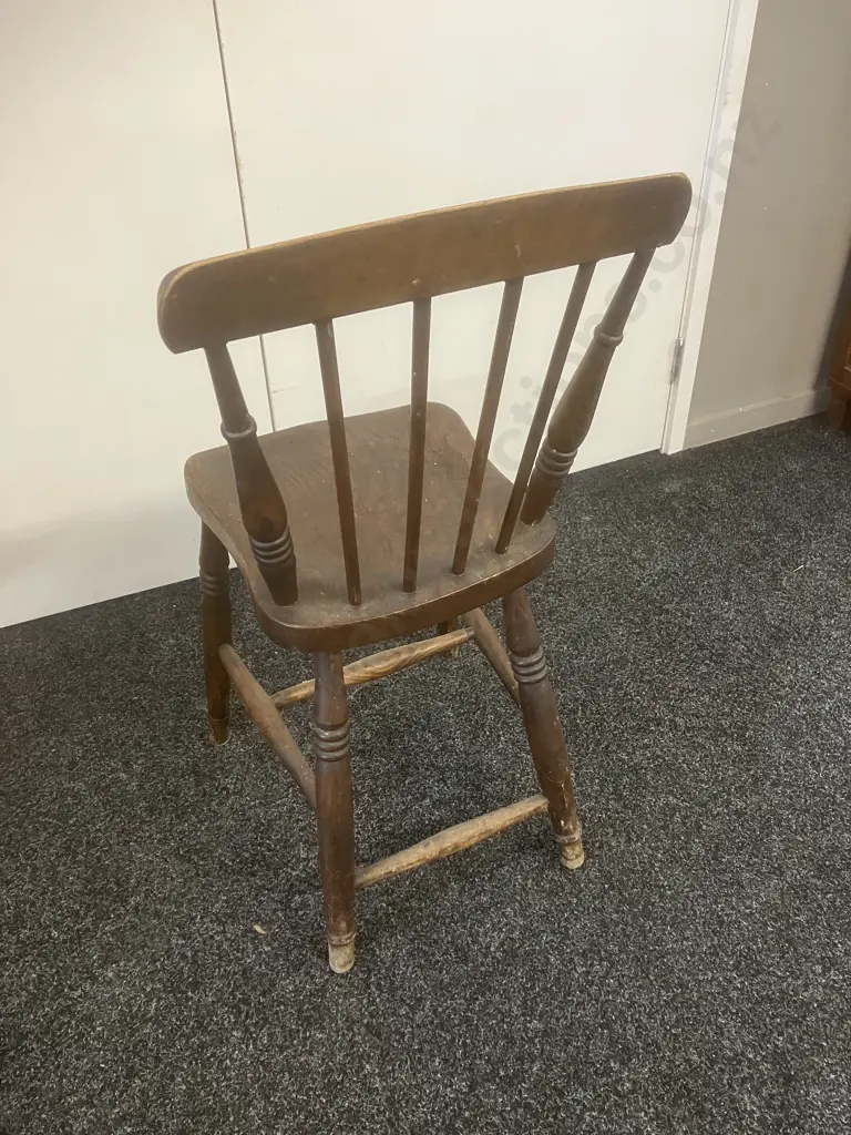 Victorian Beech & Elm Stick Back Kitchen Chair Image 1++