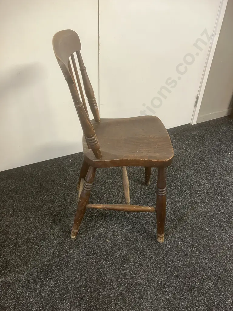 Victorian Beech & Elm Stick Back Kitchen Chair Image 1++