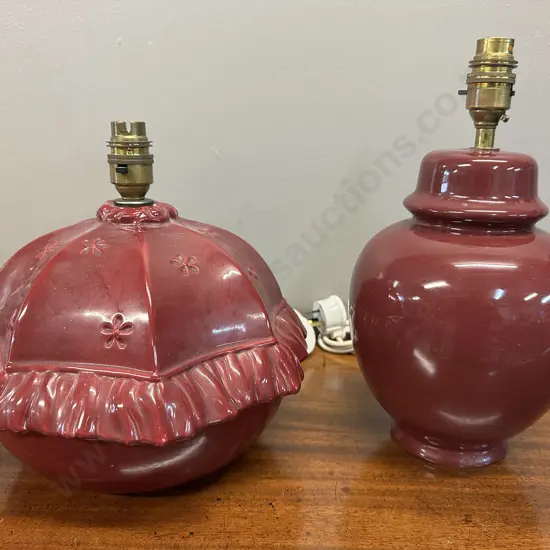 Vintage Burgundy Ceramic Table Lamp Bases
