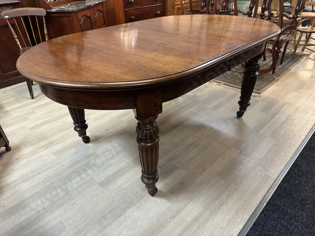 Oak Crank Extension Table With 3 Leaves, Set of 6 Dining Side Chairs Image 1++