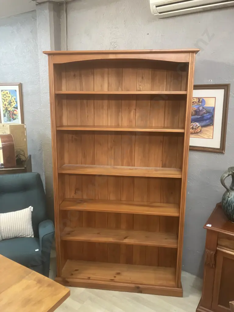 Pine 5 Shelf Bookcase. H209 W120 D30cm Image 1++