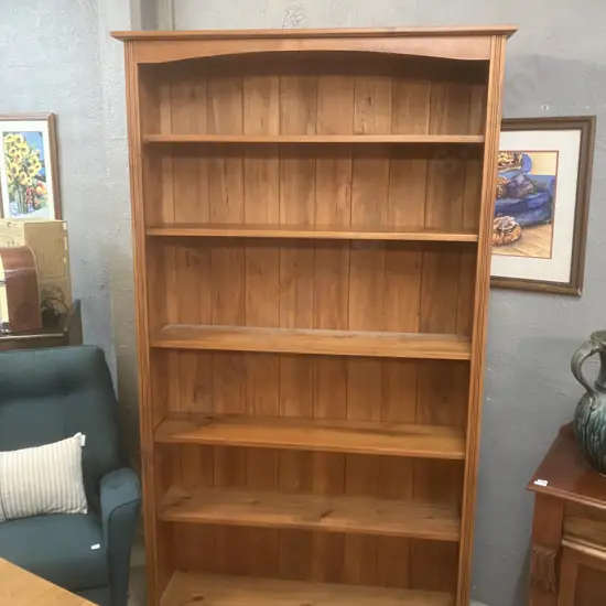 Pine 5 Shelf Bookcase. H209 W120 D30cm