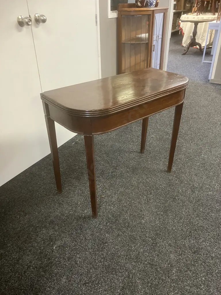 Antique Georgian Mahogany Fold-Over Tea Table. H73 W89 D42 / 85cm Image 1++