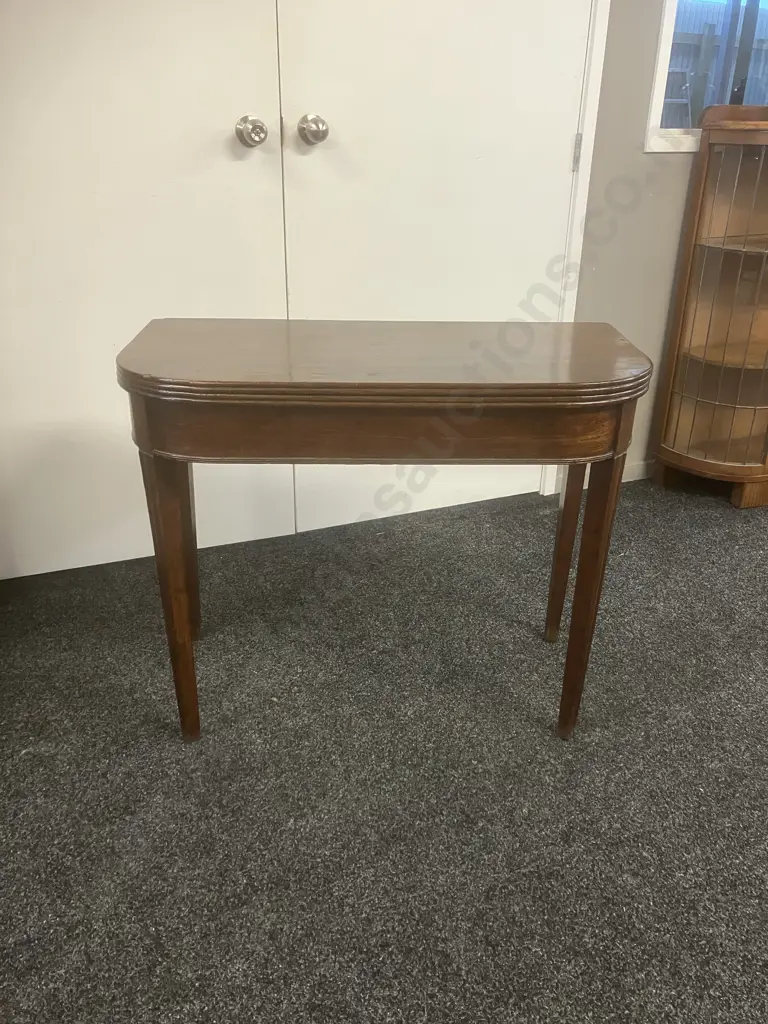 Antique Georgian Mahogany Fold-Over Tea Table. H73 W89 D42 / 85cm Image 1++