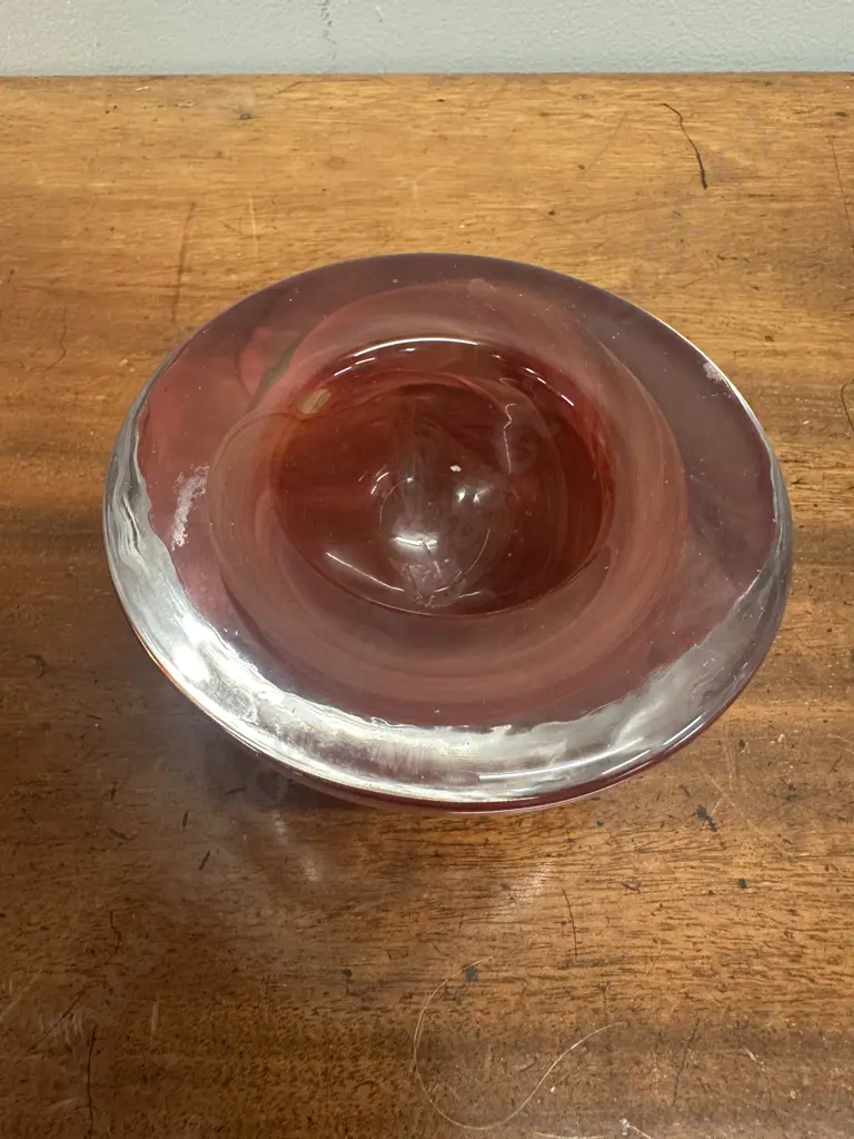 Kosta Boda Swirl Design Candle Holder Orange/Red Swirls H6.5, Dia11cm. Image 1++