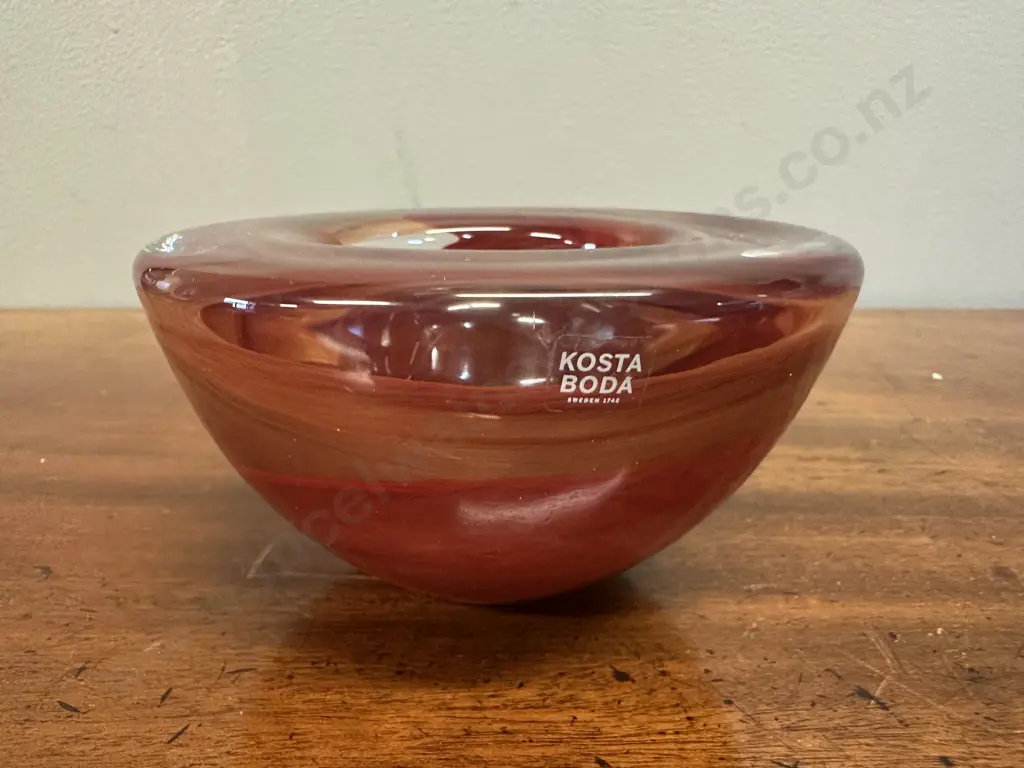 Kosta Boda Swirl Design Candle Holder Orange/Red Swirls H6.5, Dia11cm. Image 1++