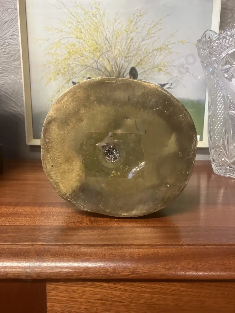 Vintage Brass Figure of Seated Buddha, Sitting In Repose, Swastika On Chest, Raised On Lotus Form Base. H28 W15 D13cm Image 1++