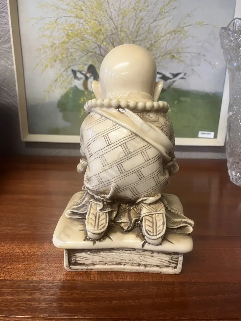 Ivory Effect Buddha Figurine 'May All Your Wishes Come True' H19cm Image 1++