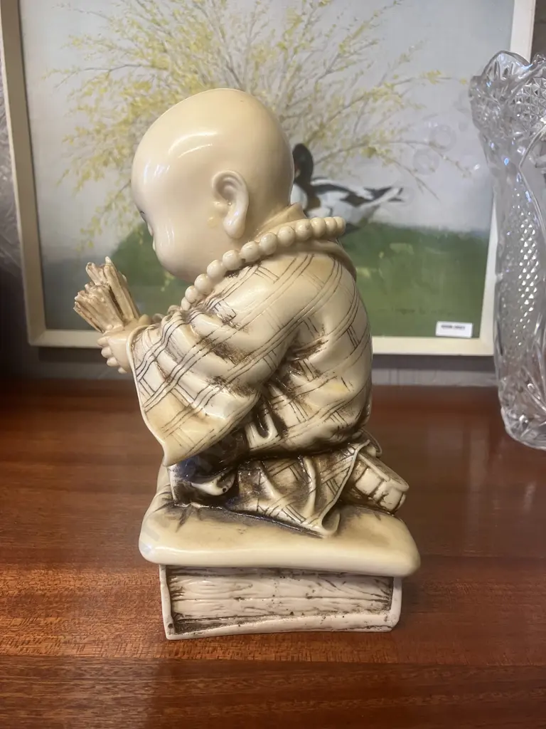 Ivory Effect Buddha Figurine 'May All Your Wishes Come True' H19cm Image 1++