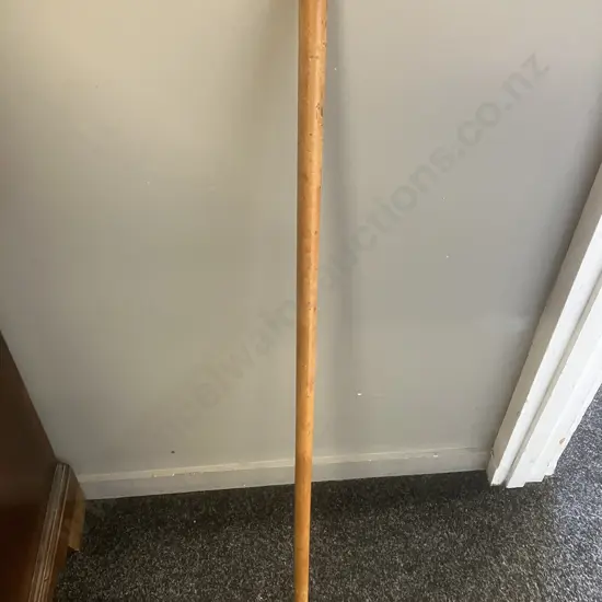 Vintage Wooden Walking Stick With Hallmarked Silver Cap. 89cm