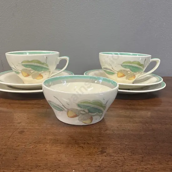 Susie Cooper Trios x2 & Sugar Bowl