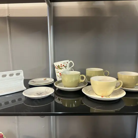 Selection Of Crown Lynn Items Including Duos, Tooth Brush Holder Etc