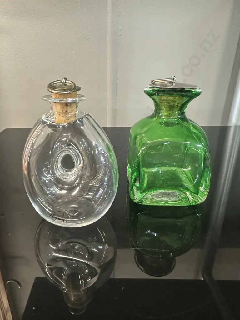 Art Glass Bottles Including Hoglund Pear Shape & Green Bottle Image 1++