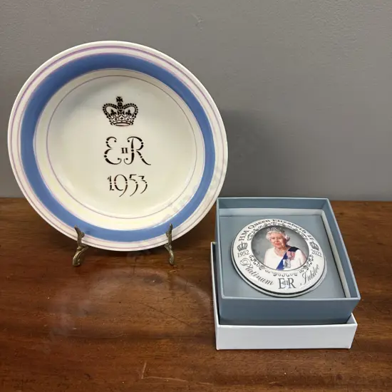 Queen Elizabeth II Royalty Items Including Trinket Dish & Poole Plate