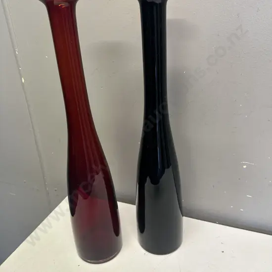 Red & Black Clear Base Tall Vases H46cm.