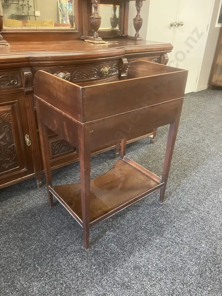 Antique English Georgian Mahogany Washstand Bedside Table, 2 Drawers. H91 W66 D46cm Image 1++