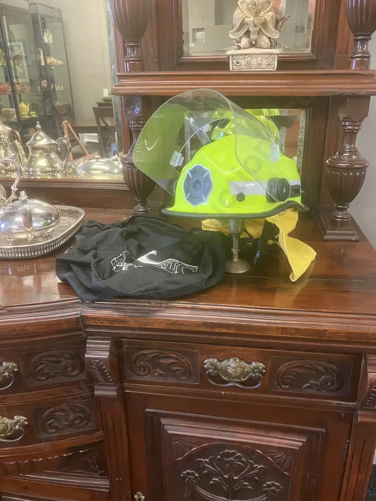 United States Antartic Program Labeled Pacific Helmets Type 3-Bushfire Fighting Helmet With Carry Bag, (BR9C) Image 1++