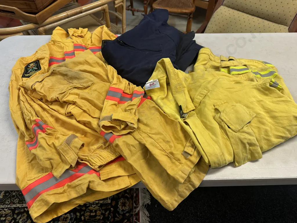 Fire Fighters Protective Gear Clothing & Navy Blue Overalls Image 1++