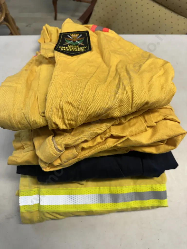 Fire Fighters Protective Gear Clothing & Navy Blue Overalls Image 1++